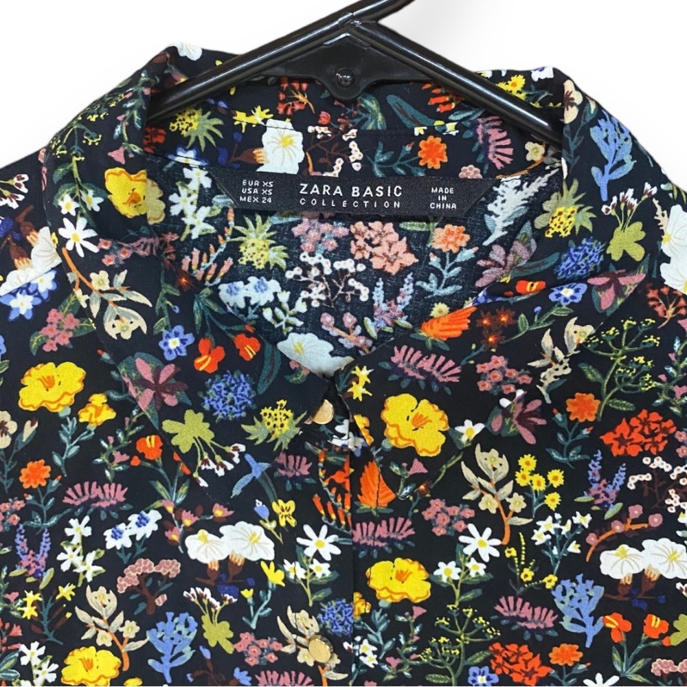 Zara Basic Collection Floral Button Down Long Sle… - image 2